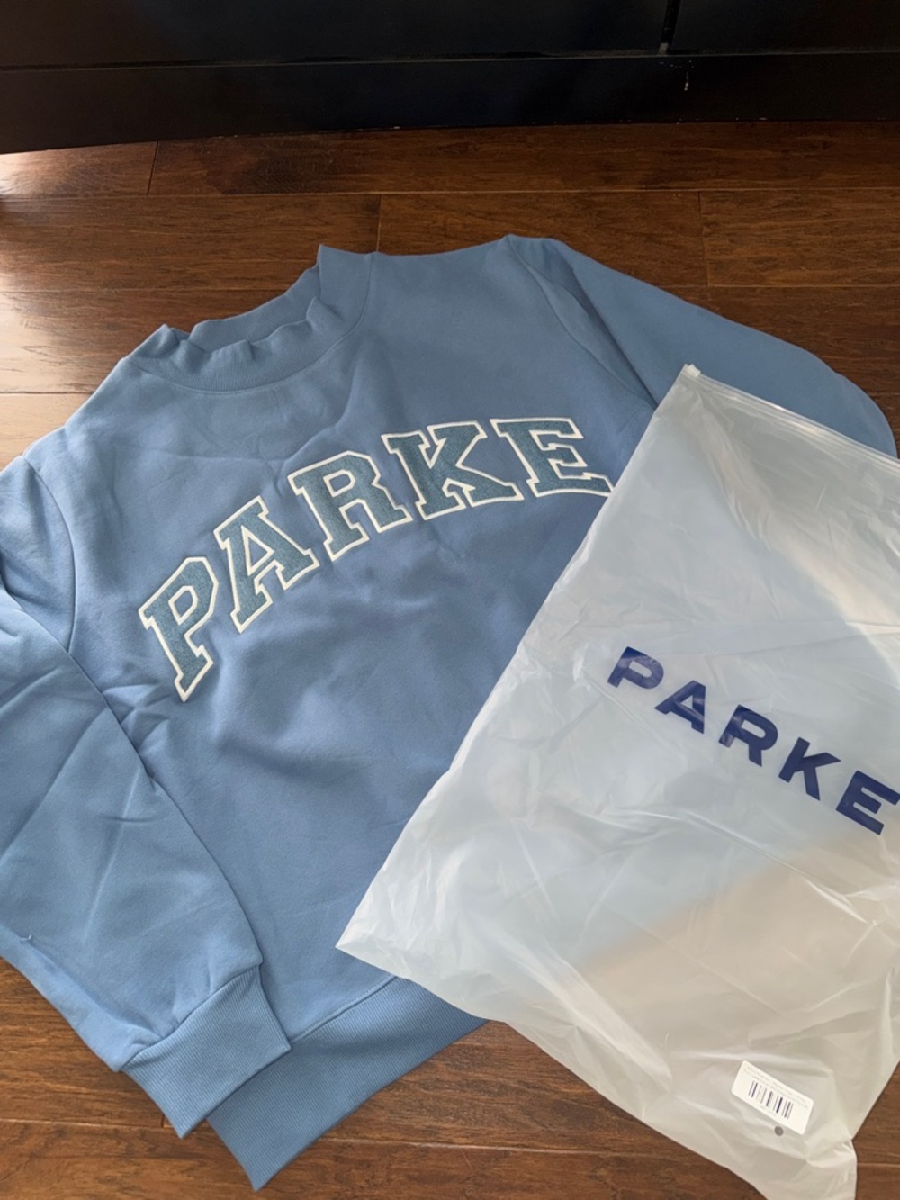 Parke Light Blue Sweatshirt with denim Logo